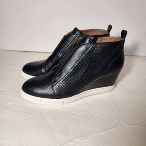 Linea Paolo Felicia Wedge Booties  Leather Womens Black Size 9